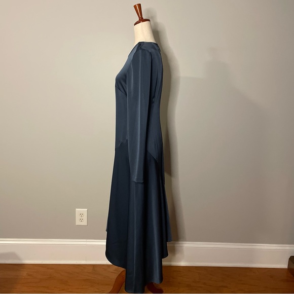 Blue Satin Midi Dress - size 8 - Picture 3 of 5